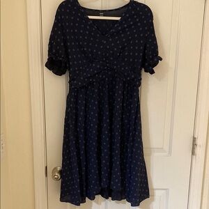 SHEIN Blue Puff Sleeve V-Neck Sundress